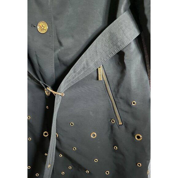 Michael Kors S Womens Black Trench Coat With Gold Grommets and belted - Picture 5 of 13